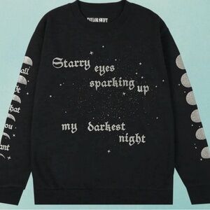 Taylor Swift Starry Eyes Crewneck Sweatshirt Black Glitter Moon Phases